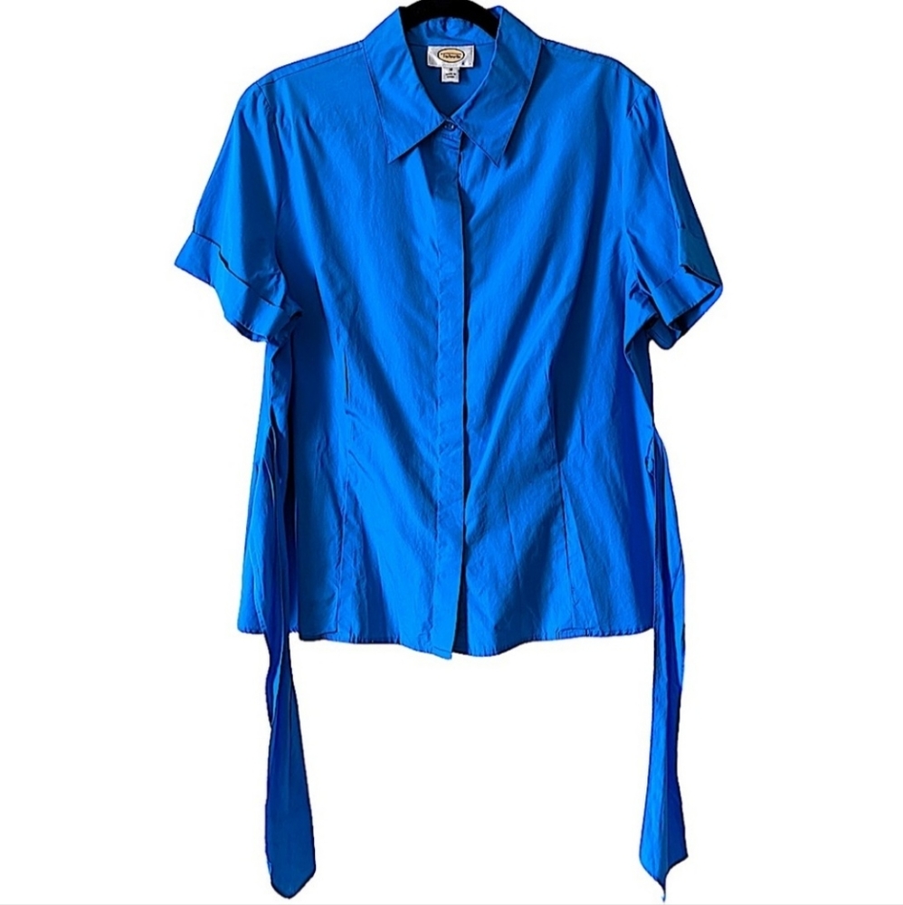 Talbots Blue Cotton Blouse Button Down Size 18